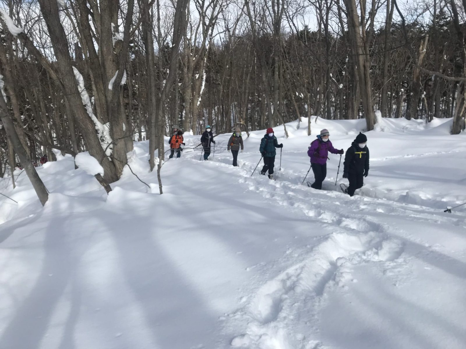 かんじきで歩く